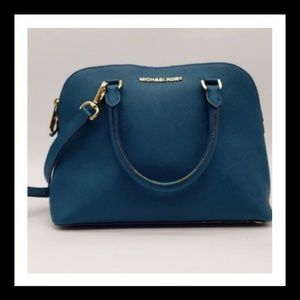 AUTHENTICATED Michael Kors Teal Saffiano Satchel Shoulder Bag